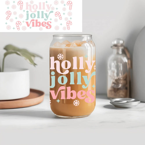 Holly Jolly Vibes Glass Can - Image #1